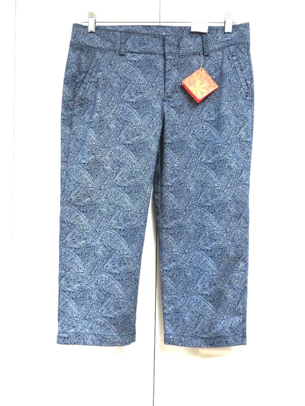 New! Dockers 8 Cotton Capri Pants Blue Paisley Print